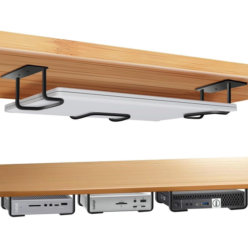Teridokor Under Desk Laptop Mount front view showing aluminum bracket design