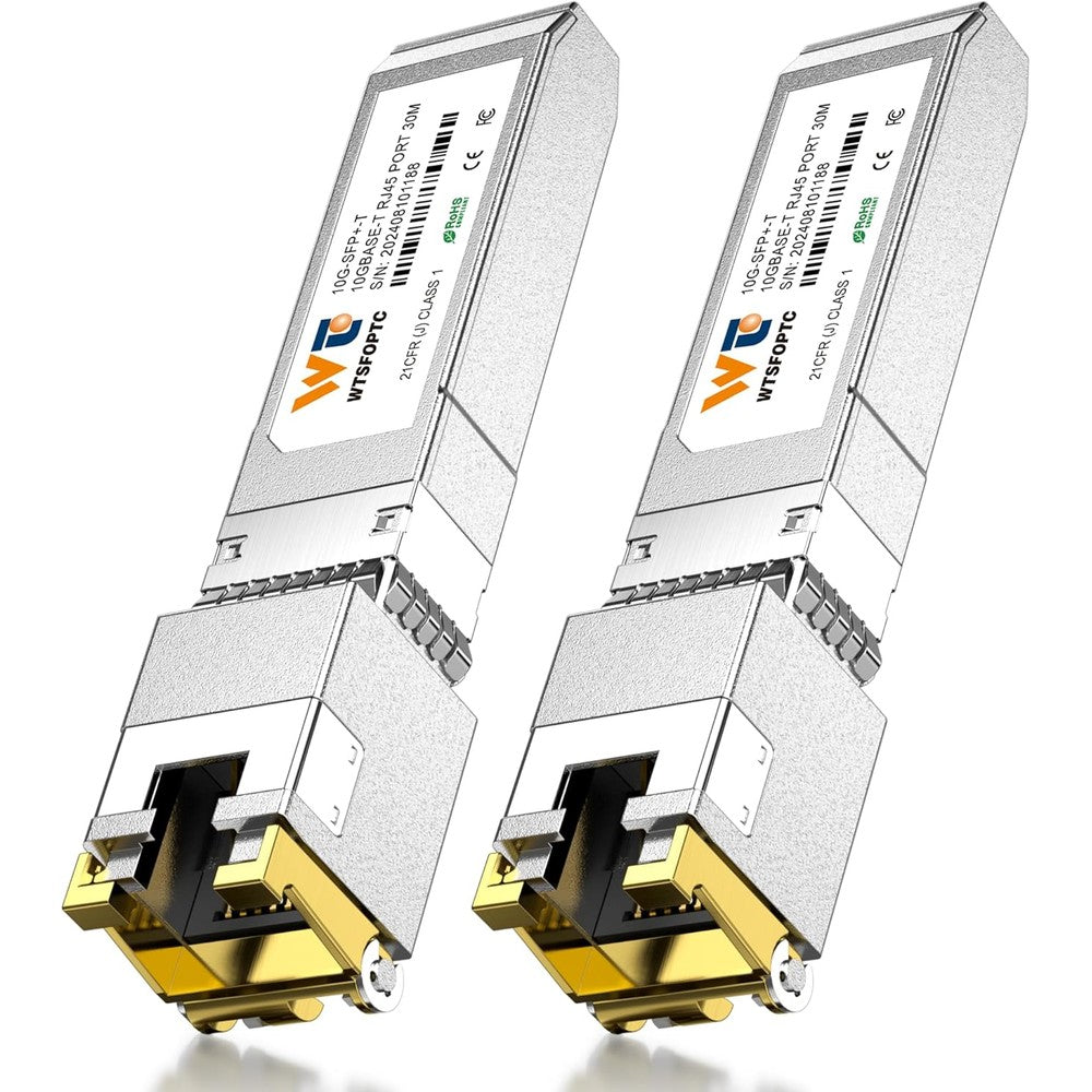 Wtsfoptc 10GBase-T SFP+ to RJ-45 Transceiver front view