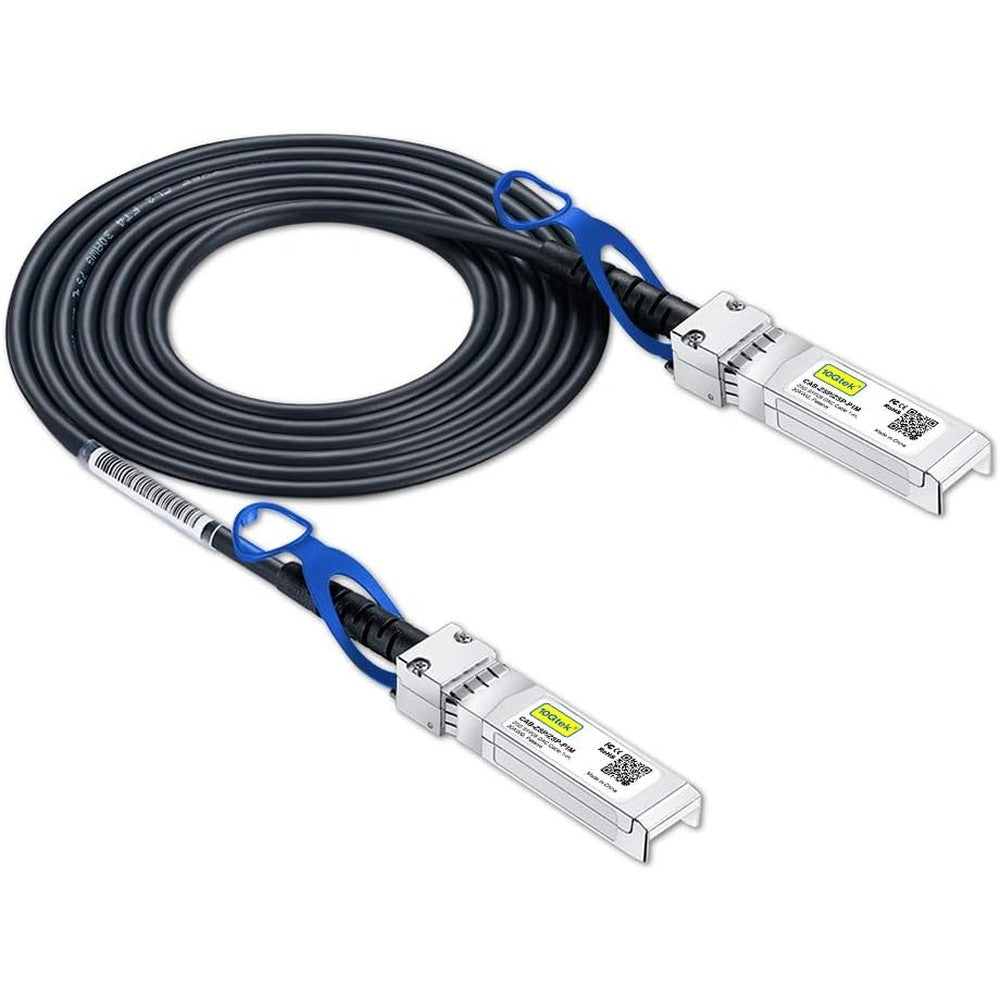 10Gtek 25G SFP28 passive DAC cable front view showing connectors