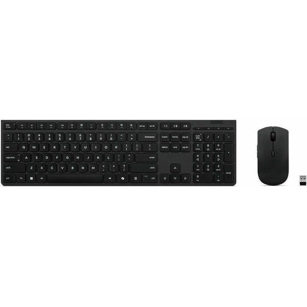 Lenovo Professional Wireless Rechargeable Combo Keyboard and Mouse front view showing the full size US English layout.