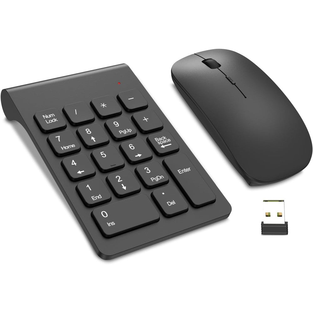 TRELC wireless numeric keypad front view showcasing 18 key layout for laptop accounting