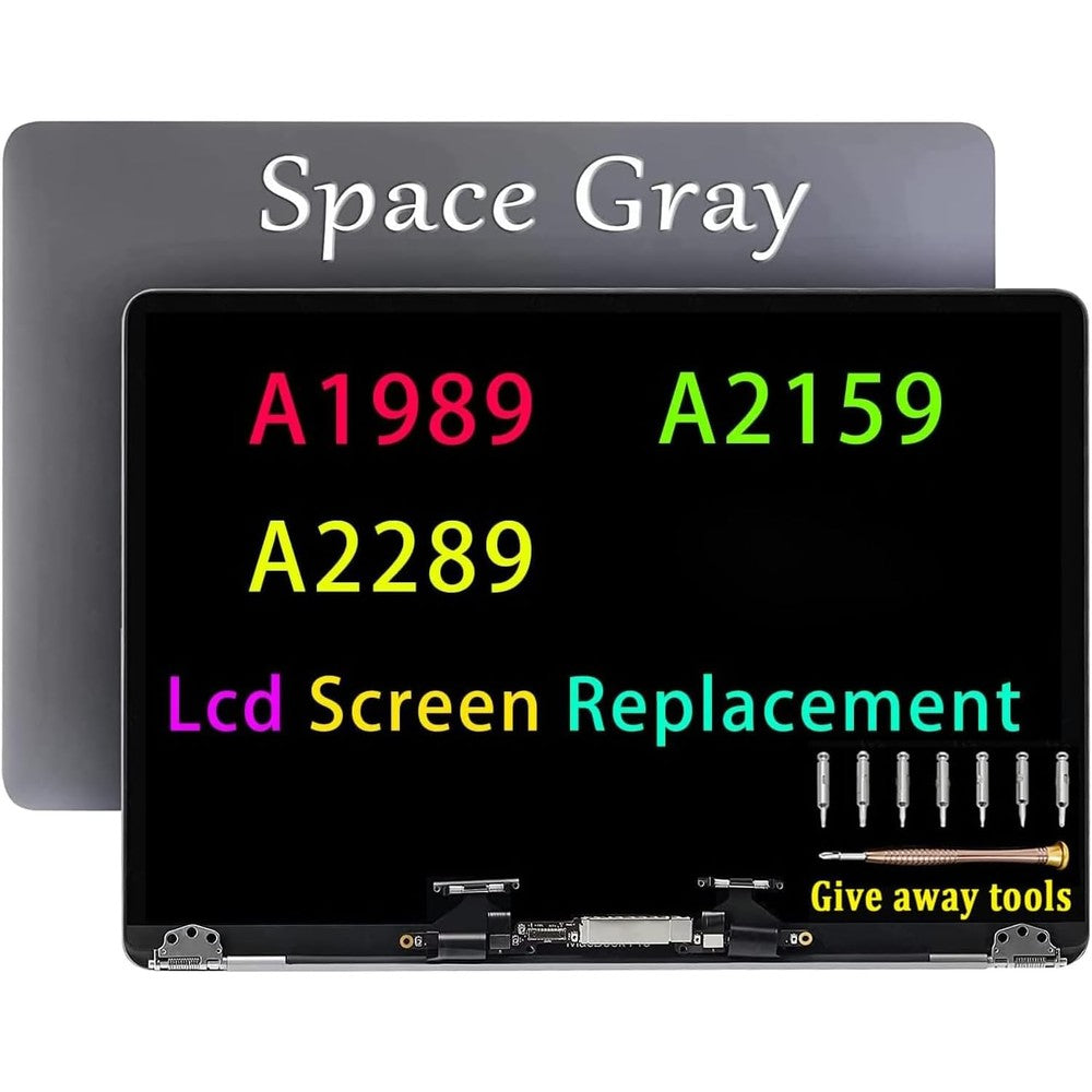 GBOLE MacBook Pro A1989 screen replacement front view displaying the premium Retina LCD panel in Space Grey housing.