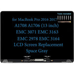 DL_LCD MacBook Pro A1708 A1706 screen replacement front view showing Space Gray outer shell