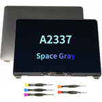 LCDMACAPP CY MacBook Air M1 A2337 Screen Replacement front view showing space gray top lid housing assembly.