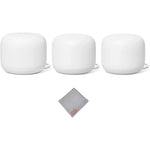 Google Nest WiFi 3 pack mesh router and points front view on table
