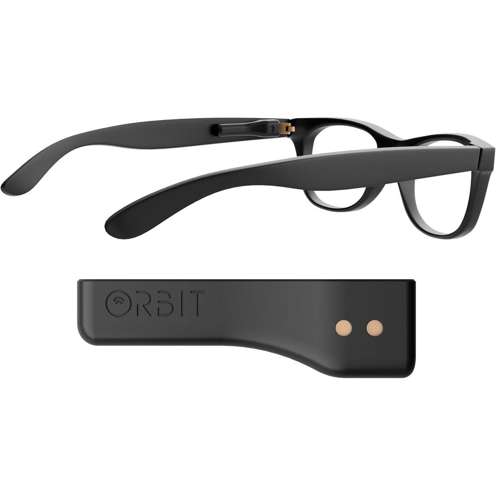 Orbit X Glasses Bluetooth tracker front view mounted on black frames