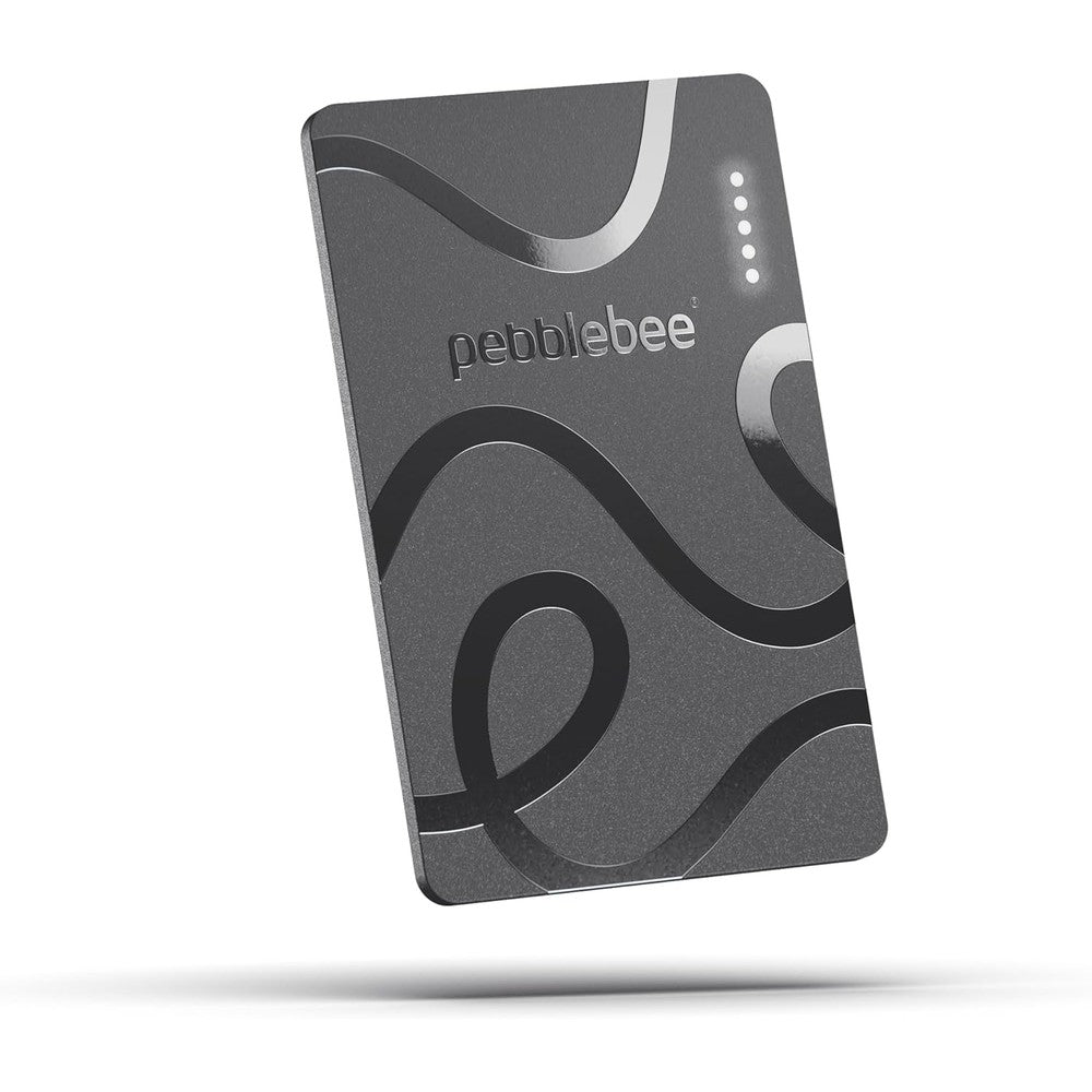 Pebblebee Card 5 ultra slim rechargeable bluetooth wallet tracker card front view showing compact design