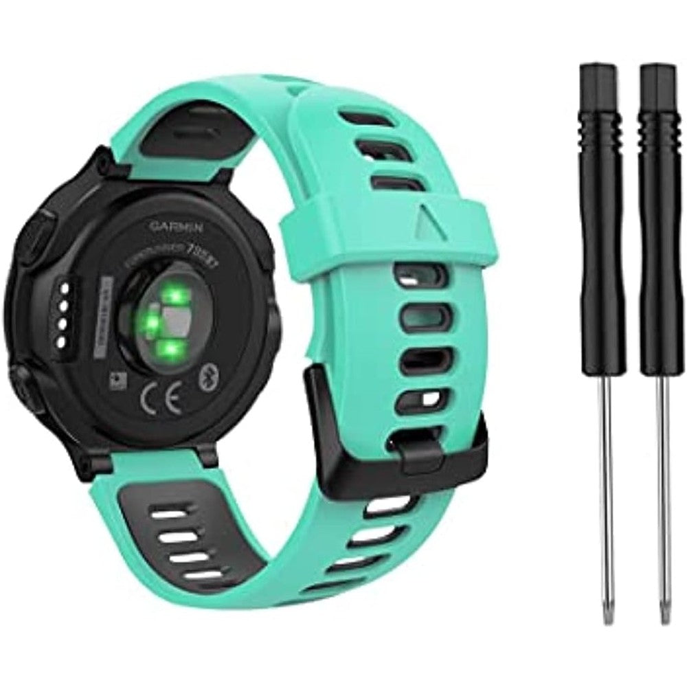 ZACLAY Garmin Forerunner 735XT replacement silicone band front view showing mint green and black sport design
