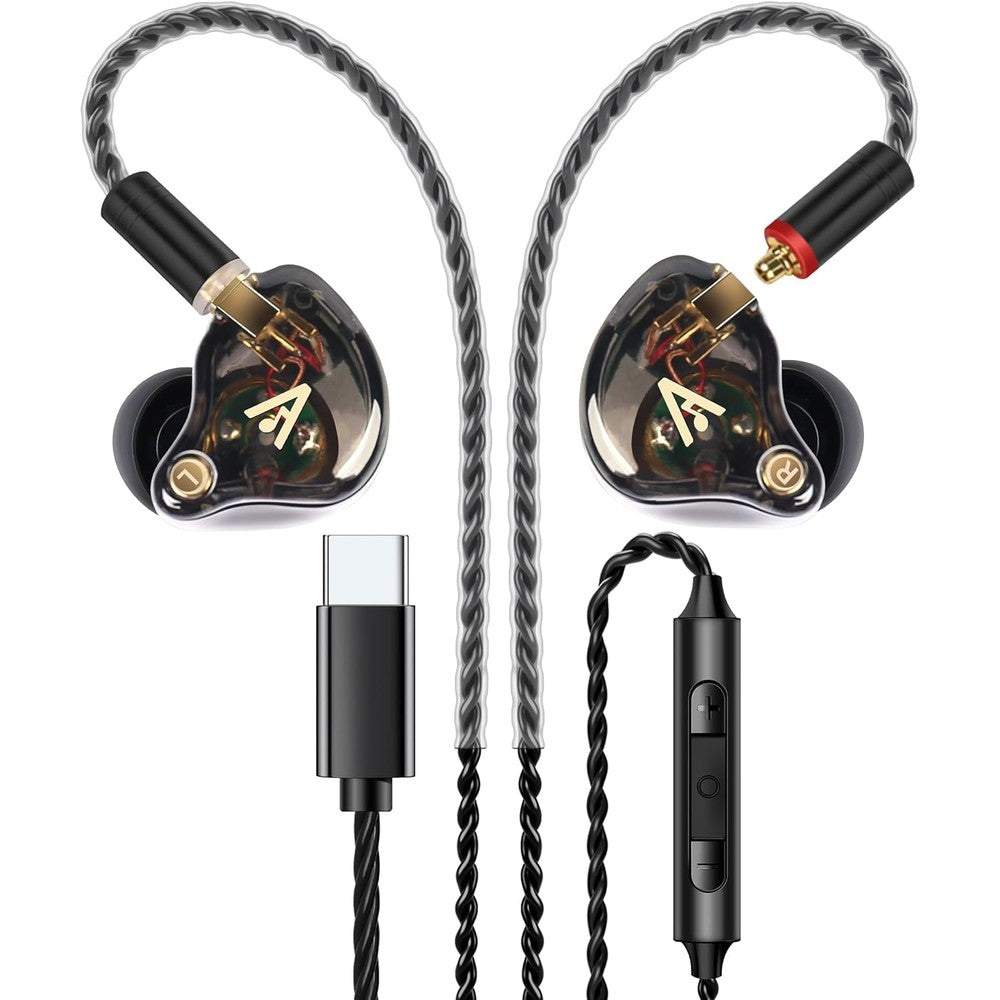 Audiovance Vibes 202MC USB-C wired earbuds in silver-plated cable