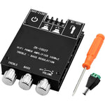 JIAATGA ZK-1002T Bluetooth amplifier board front view showing adjustment knobs