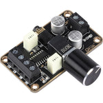 DROK mini audio amplifier board front view showing PAM8406 chip