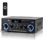 Joengoep AK50 home audio stereo amplifier front panel view displaying volume knobs and digital screen