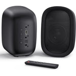 Saiyin powered Bluetooth bookshelf speakers front view with speaker grilles
