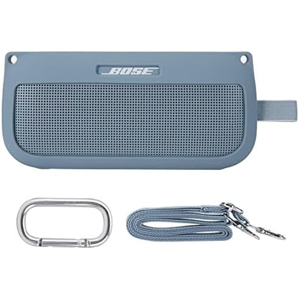 co2CREA soft silicone case for Bose SoundLink Flex front view showing stone blue protective sleeve.