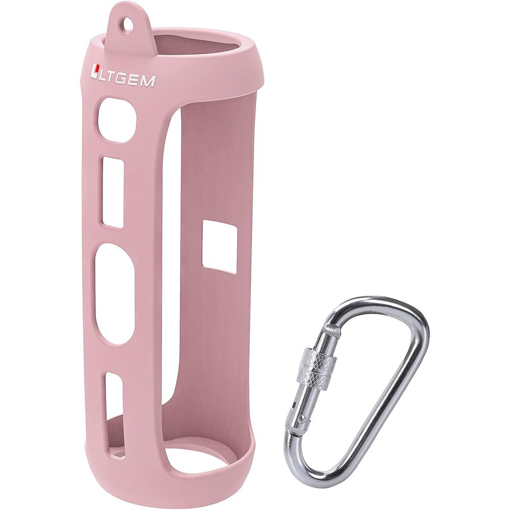 LTGEM silicone carrying travel case front view showcasing sleek pink design for portable speaker
