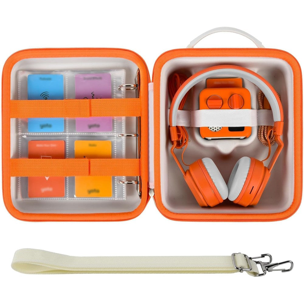 Casmilee travel case for Yoto Mini front view showing white hard shell protective design.