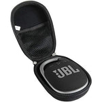 Hermitshell hard travel case black front view for portable bluetooth speaker protection