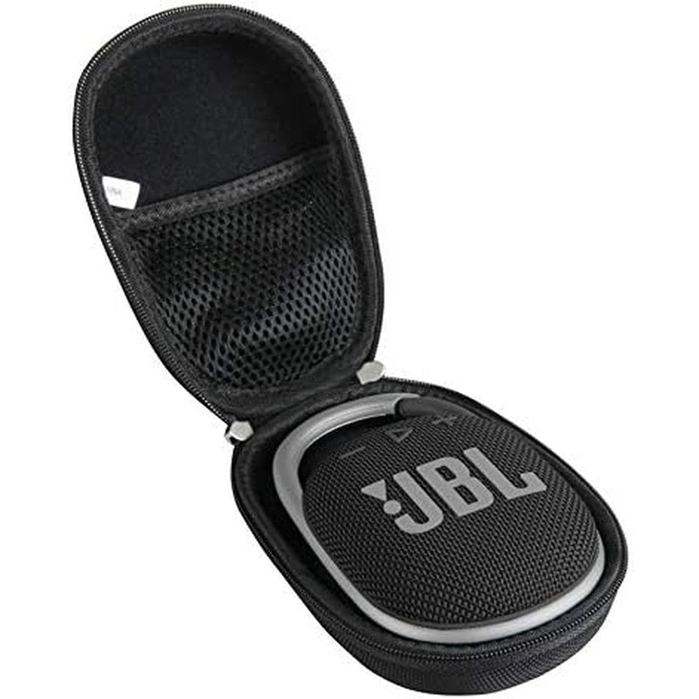 Hermitshell hard travel case black front view for portable bluetooth speaker protection