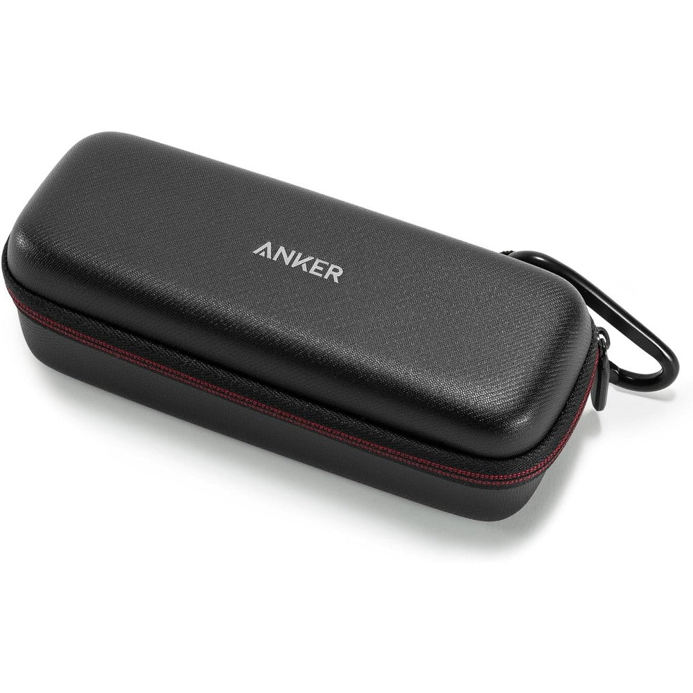 Anker SoundCore Official Travel Case front view showcasing sleek black polyurethane leather finish