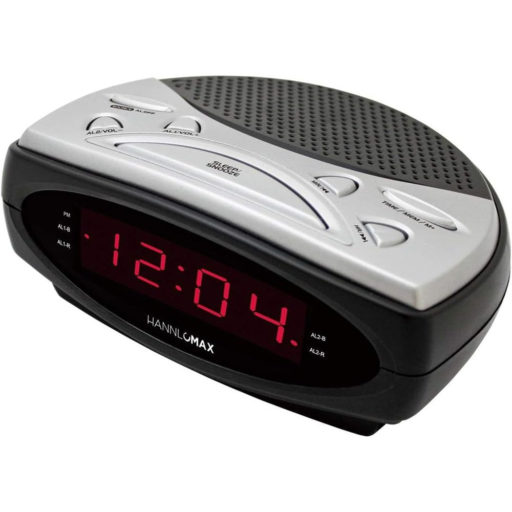 Hannlomax HX-137CR digital alarm clock radio front view