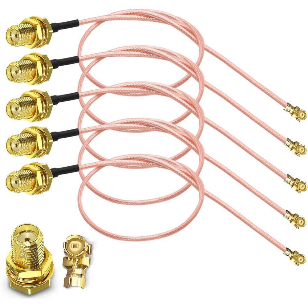 TUOLNK 5PCS SMA Female to IPX U.FL RG178 Coaxial Cable, 12 inch(30cm) SMA MHF1 UFL Low Loss Jumper Extension Cable for WiFi Router, Antenna, Security Camera, GPS Devices, etc.