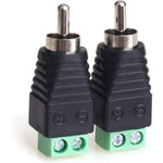 MOBOREST RCA male cable audio adapter front view showing solderless screw terminal block.