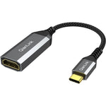QianLink USB-C to HDMI adapter front view with braided cable.