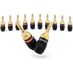 Sewell Deadbolt banana plugs six pairs pack showing gold plated front connector tips.