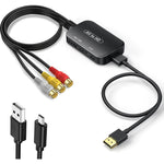 Viagkiki RCA to HDMI Converter front view showing color-coded input cables.
