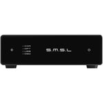 S.M.S.L D1 High Resolution Audio DAC front view showing touch power and input selection buttons with glossy glass panel.