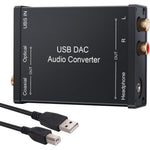 LiNKFOR USB to SPDIF audio converter front view showcasing premium black aluminum enclosure design