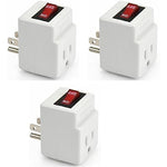 BindMaster grounded single port power adapter front view showing the red illuminated switch.
