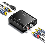 Biaze analog to digital audio converter front view showcasing RCA and 3.5mm inputs