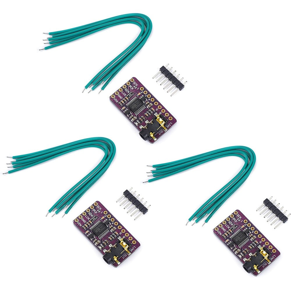 Teyleten Robot PCM5102A I2S DAC decoder board module front view showing pre-soldered 3.5mm headphone jack