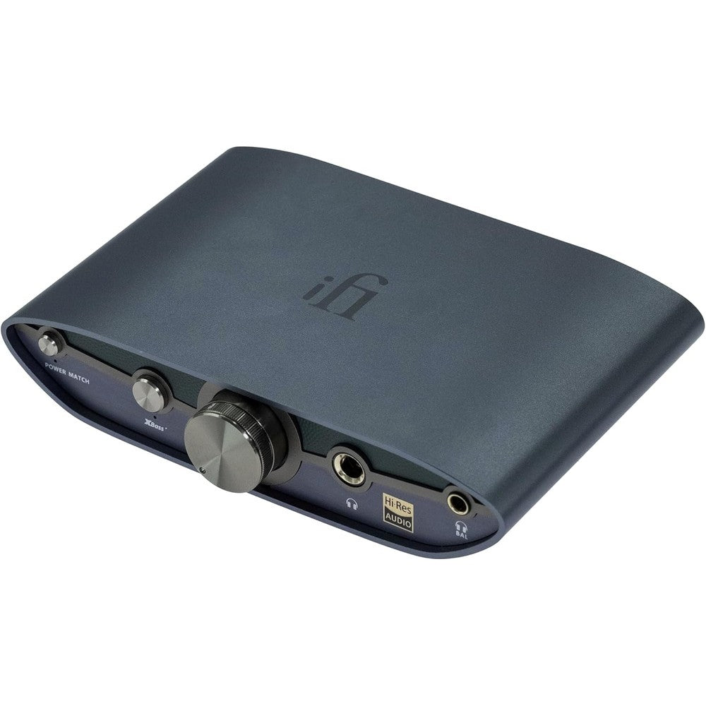 iFi Zen DAC 3 digital analog converter front view highlighting volume knob and balanced audio outputs