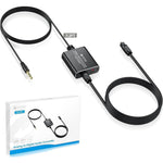 eSynic portable analog to digital audio converter cable showing front view of aluminum alloy adapter