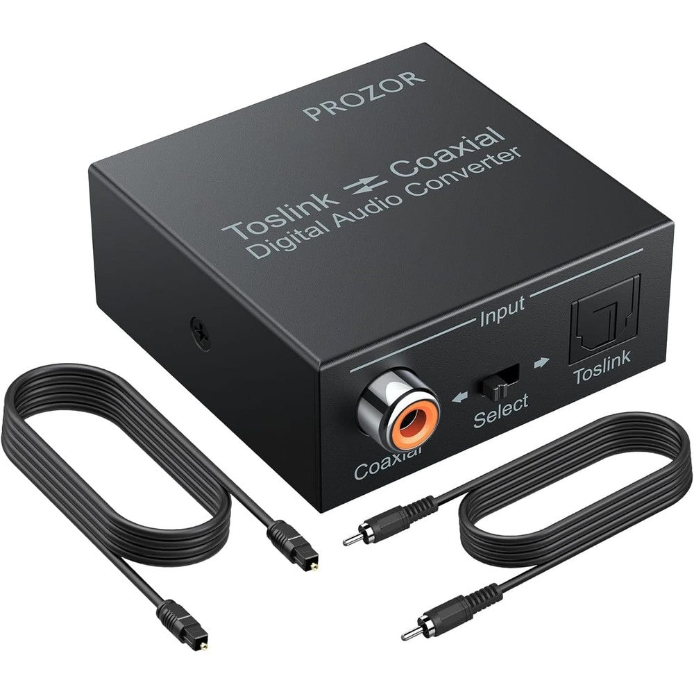 PROZOR digital audio converter front view showcasing the compact alloy shell layout