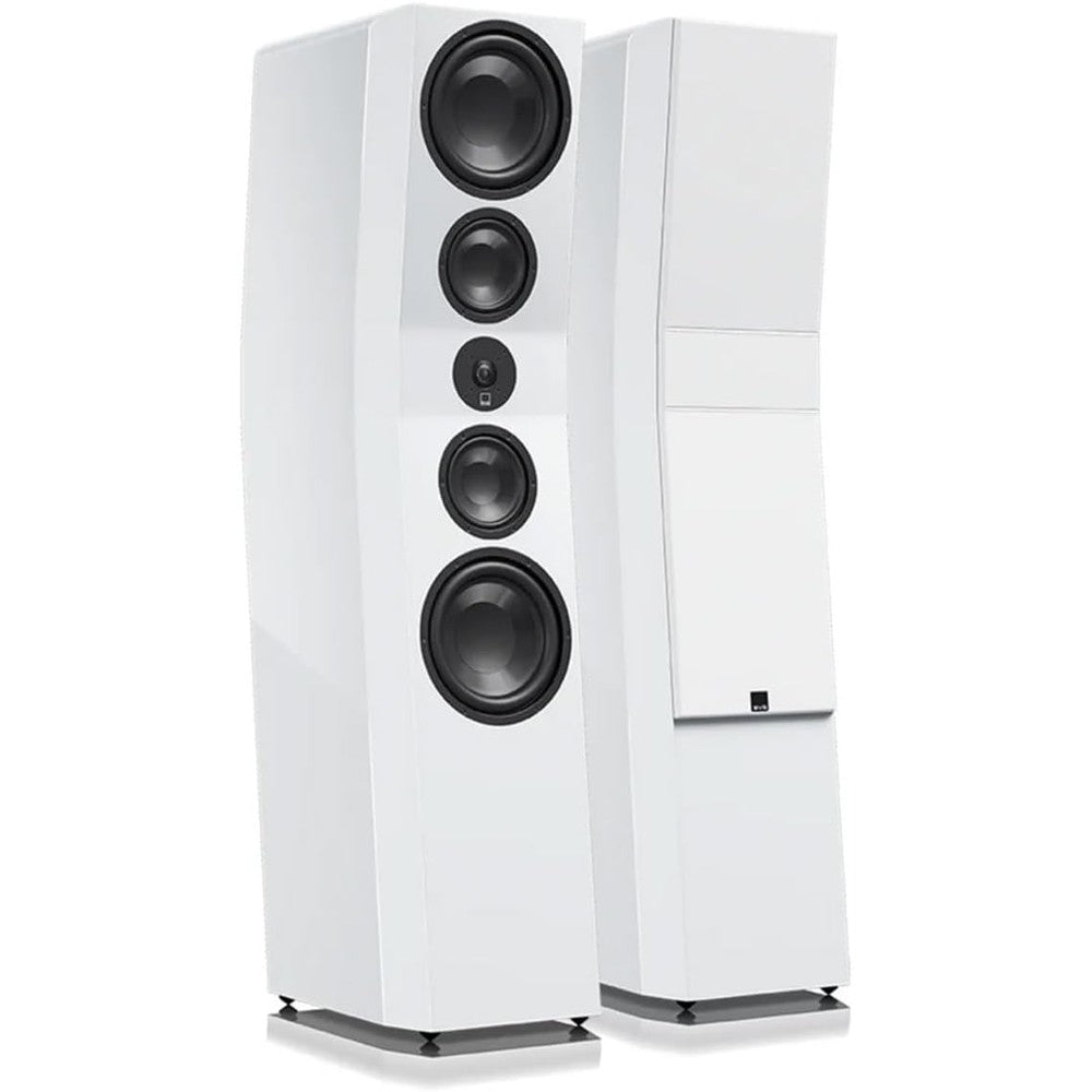 SVS Ultra Evolution Pinnacle tower speakers in piano gloss white front view