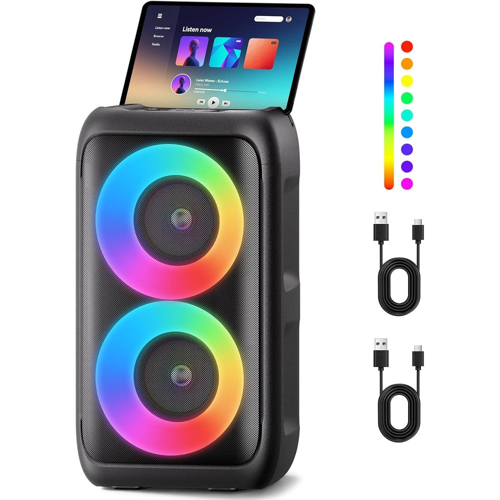 Pwbslai portable bluetooth speaker with two microphones front view