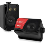 Pyle three way indoor and outdoor box speaker system front view showing black rustproof grille.