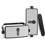 Inwa upgraded outdoor bluetooth speakers pair mounted on a patio wall front view