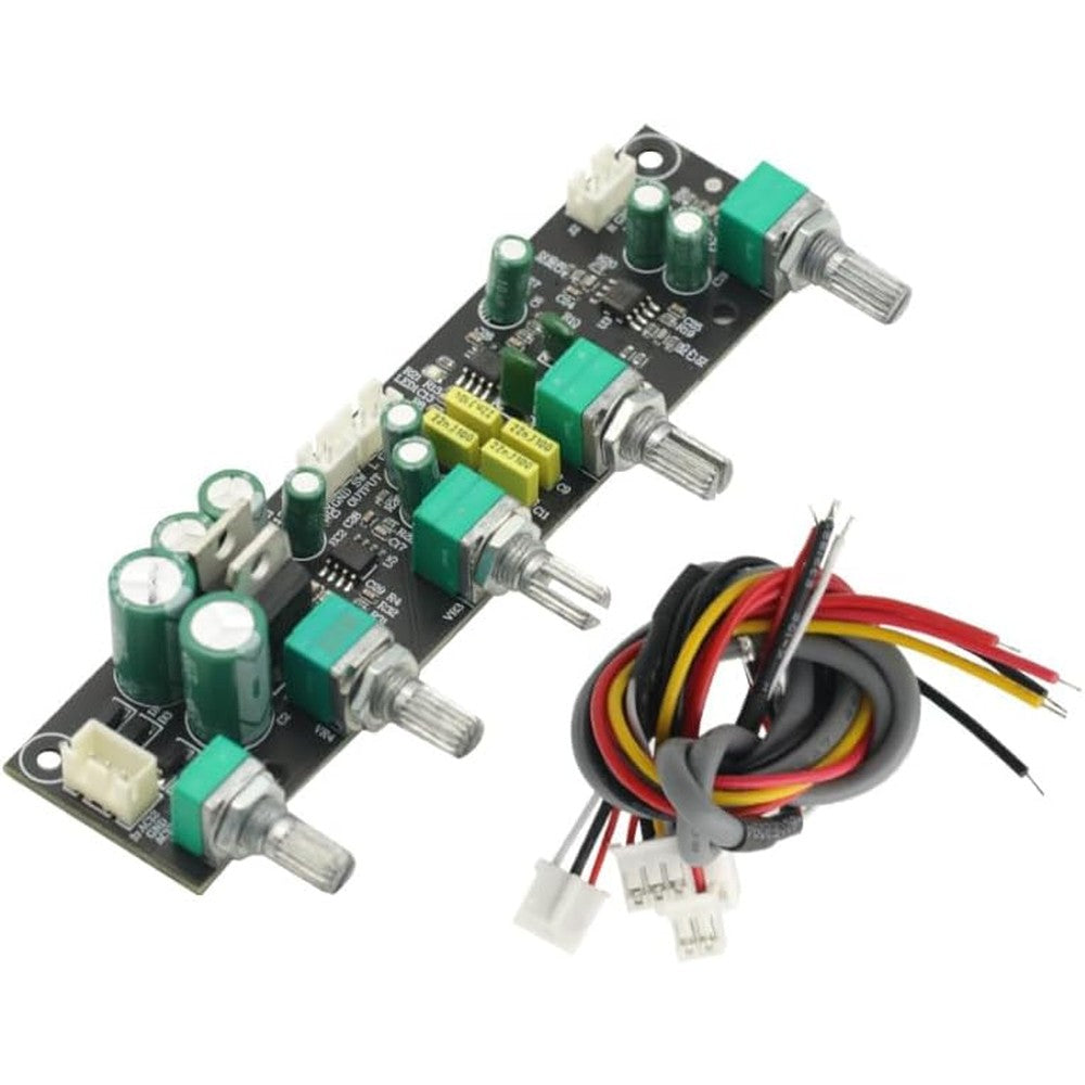 GODIYMODULES NE5532 subwoofer preamplifier tone board front view showing adjustment knobs