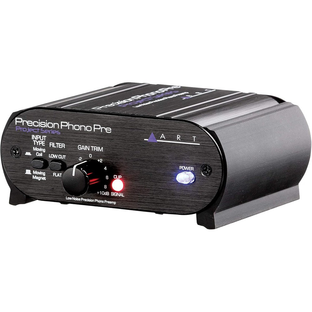 ART Precision Phono Preamp front view showing gain trim knob and LED indicators