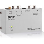 Pyle PP444 phono preamp front view showing input and output ports