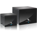 Nodelay S-AIR100-PRO wireless rear speaker kit showing the transmitter and receiver units front view