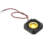 PATIKIL 3 Watt 4 Ohm Mini Speaker front view showing compact black and gold plastic cavity structure.