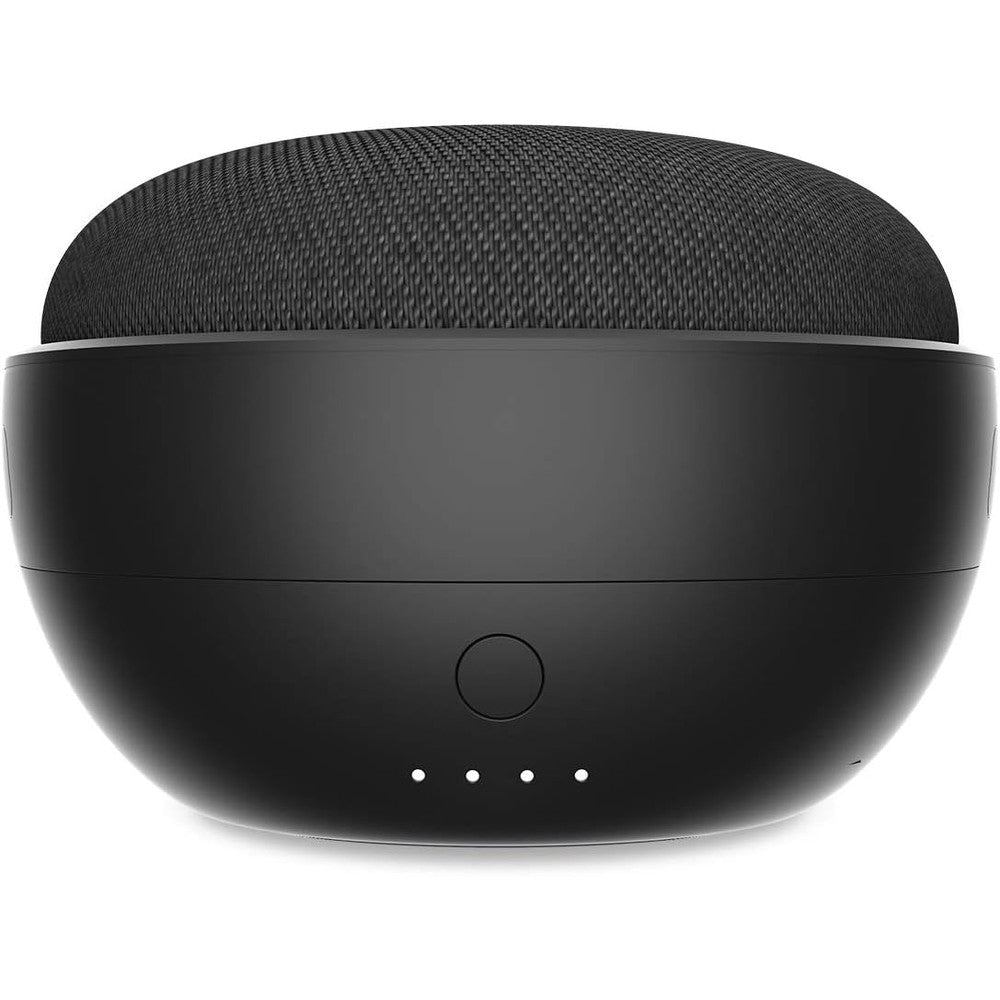 Ninety7 JOT portable battery base for Google Home Mini carbon front view showing slide-in slot