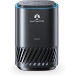 OMMC ChatMaster Cube dual AI smart speaker front view showing black cylindrical body and angled bottom grille