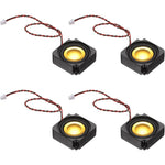 PATIKIL 3 Watt 4 Ohm Mini Speaker four pieces kit showing the front view of the black and gold micro loudspeakers