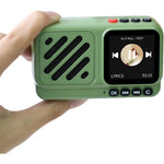 Choyong Voyager Bluetooth wireless internet radio front view showing olive green retro design and high definition touchscreen display panel